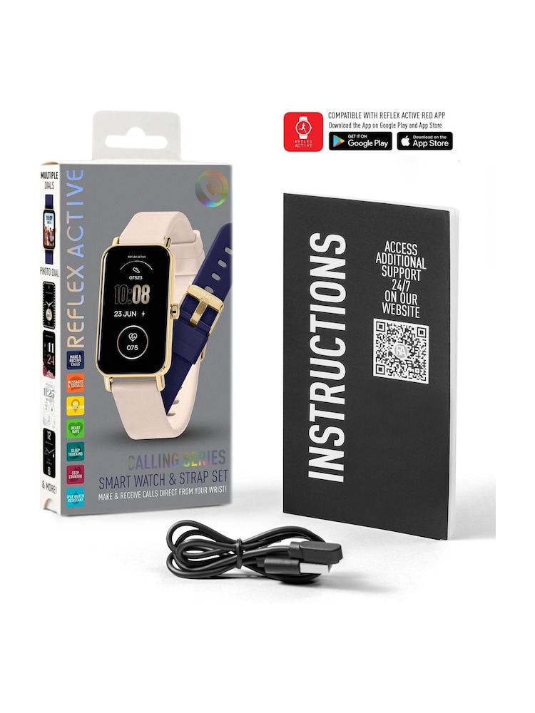 Reflex Active Cream Series 53 Smart Nude and Blue Interchangeable Strap Calling Watch - Image 5 of 5