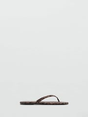 Mango Black Leopard Print Flip Flops - Image 1 of 4