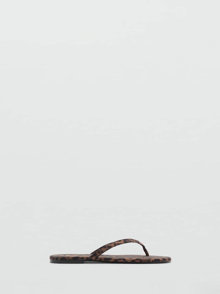 Mango Black Leopard Print Flip Flops - Image 1 of 4