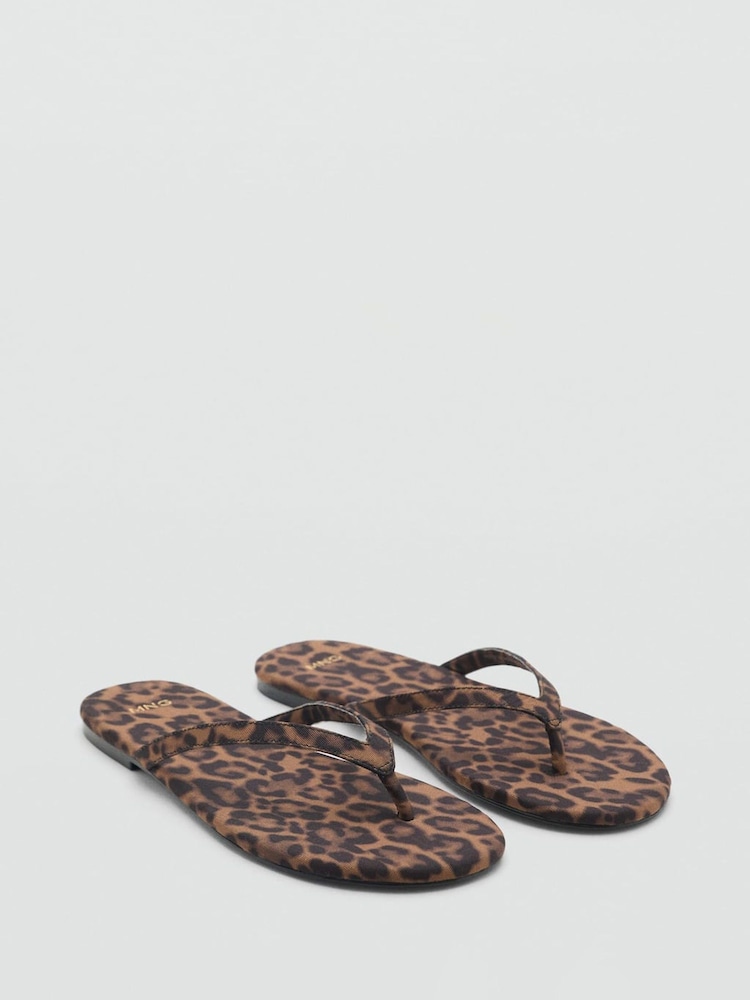 Mango Black Leopard Print Flip Flops - Image 2 of 4