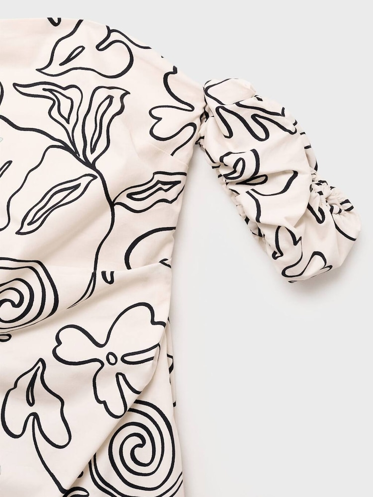 Mango Cream Off Shoulder Midi Dress - Image 6 of 6 Mango Cream Off Shoulder Midi Dress - Image 6 of 6