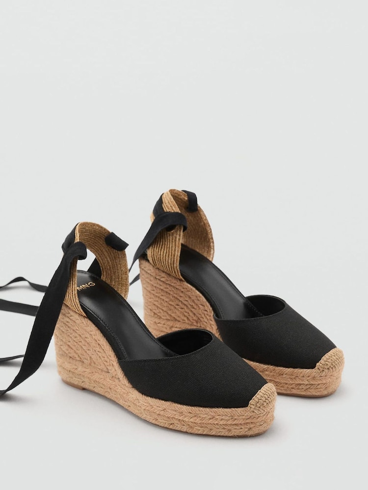 Mango Black Wedge Sandals - Image 1 of 3