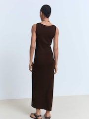 Mango Brown Sleeveless Knit Midi Dress - Image 3 of 7