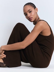 Mango Brown Sleeveless Knit Midi Dress - Image 4 of 7