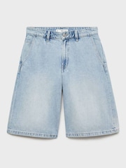 Mango Blue 100% Cotton Denim Bermuda Shorts - Image 5 of 5