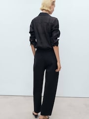 Mango Black Barrell Leg CottonTrousers - Image 2 of 5