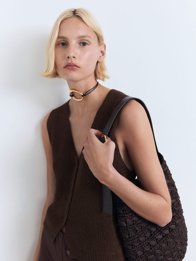 Mango Brown Knitted Waistcoat - Image 2 of 6