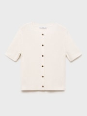 Mango Cream 100% Cotton Short Sleeve Cardigan - Image 4 of 5