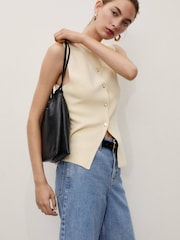Mango Blue 100% Cotton Denim Bermuda Shorts - Image 2 of 4