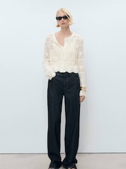 Mango Cream Crochet Cardigan - Image 1 of 6