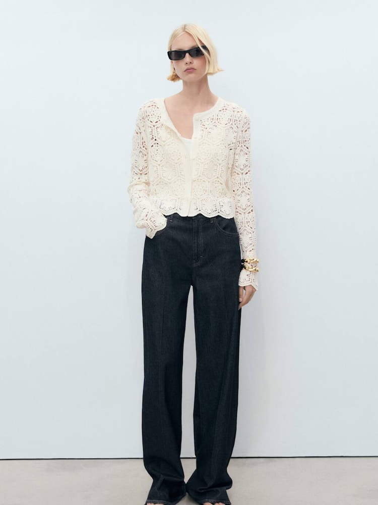 Mango Cream Crochet Cardigan - Image 1 of 6 Mango Cream Crochet Cardigan - Image 1 of 6