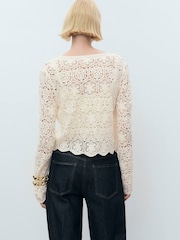 Mango Cream Crochet Cardigan - Image 3 of 6