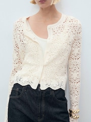 Mango Cream Crochet Cardigan - Image 4 of 6