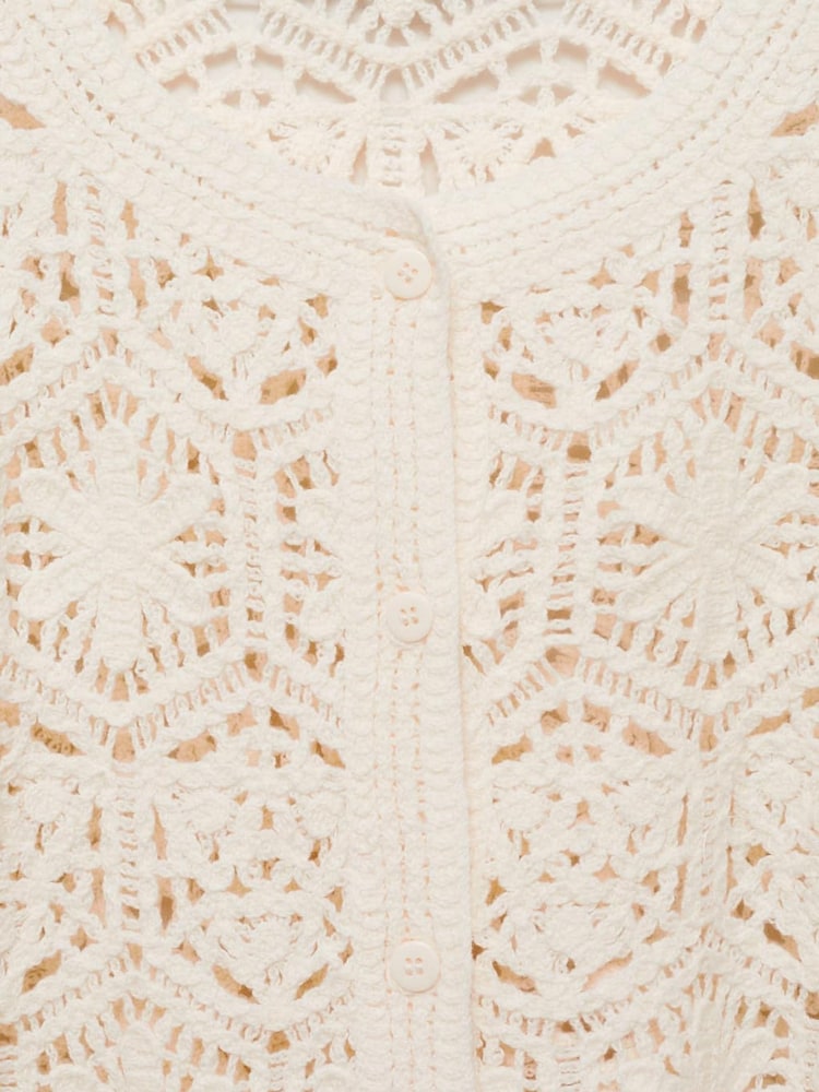 Mango Cream Crochet Cardigan - Image 6 of 6 Mango Cream Crochet Cardigan - Image 6 of 6