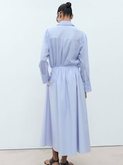 Mango Blue 100% Cotton Tie Waist Maxi Skirt - Image 3 of 7