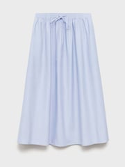 Mango Blue 100% Cotton Tie Waist Maxi Skirt - Image 6 of 7