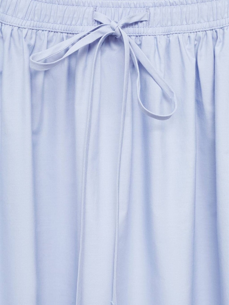 Mango Blue 100% Cotton Tie Waist Maxi Skirt - Image 7 of 7