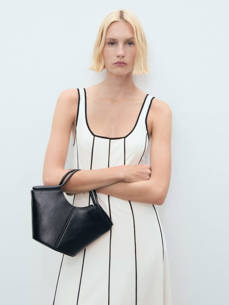 Mango Cream Stripe Flare Maxi Dress - Image 1 of 5