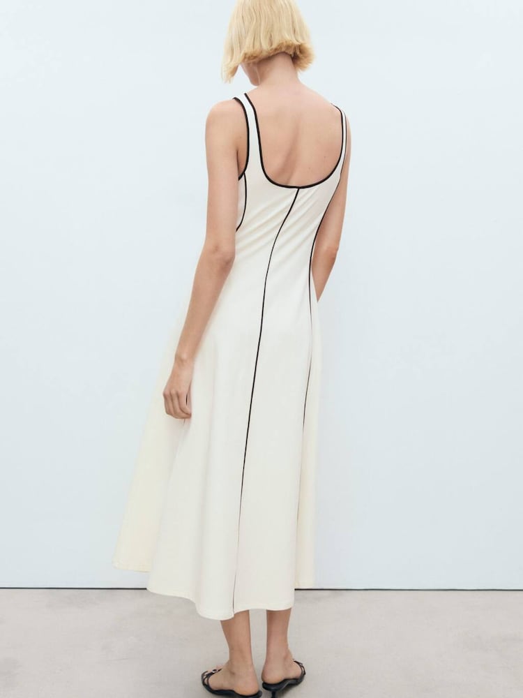 Mango Cream Stripe Flare Maxi Dress - Image 2 of 5 Mango Cream Stripe Flare Maxi Dress - Image 2 of 5