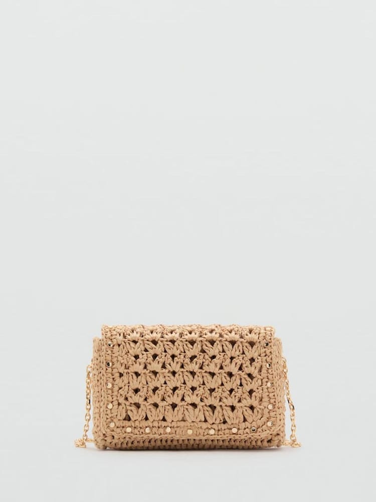 Mango Brown Raffia Cross-Body Bag - Image 1 of 3 Mango Brown Raffia Cross-Body Bag - Image 1 of 3