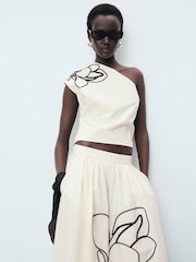 Mango Cream One Shoulder Blouse - Image 1 of 6