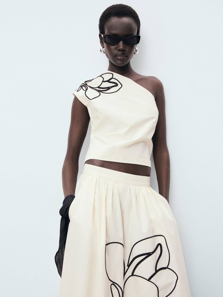 Mango Cream One Shoulder Blouse - Image 1 of 6