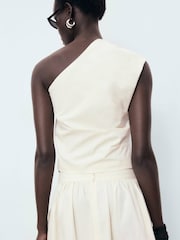 Mango Cream One Shoulder Blouse - Image 2 of 6