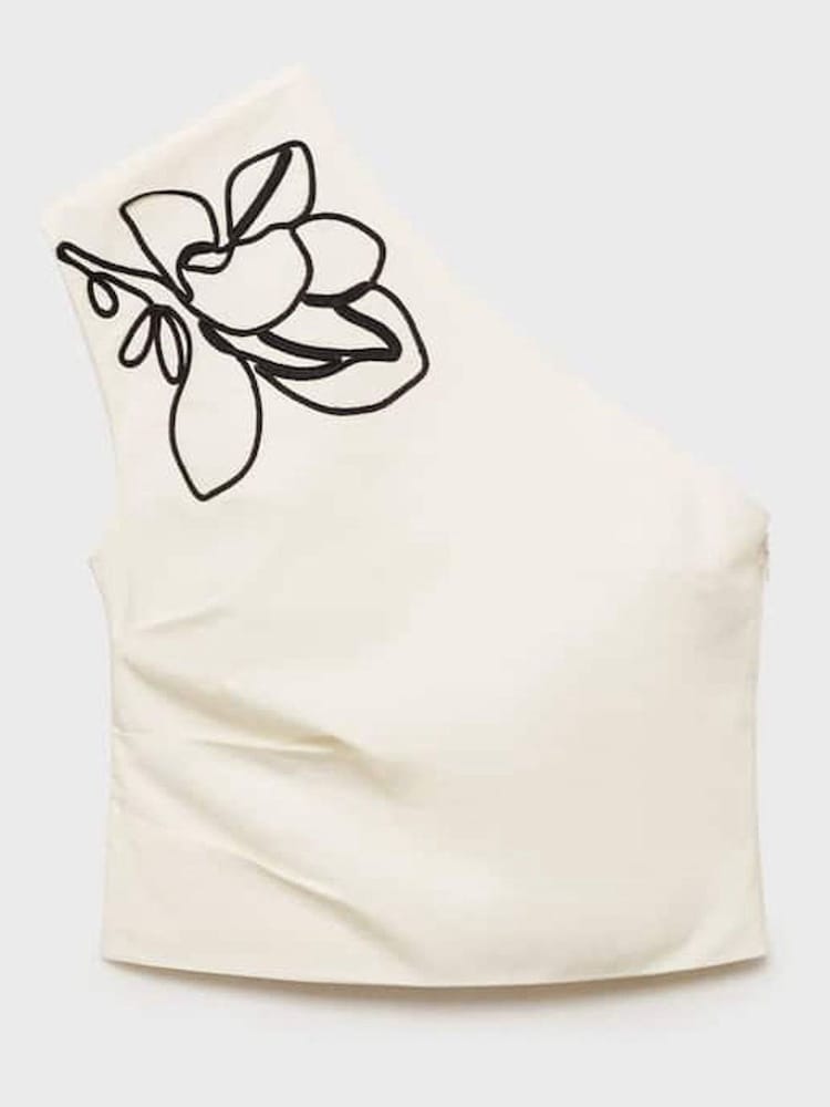 Mango Cream One Shoulder Blouse - Image 6 of 6 Mango Cream One Shoulder Blouse - Image 6 of 6