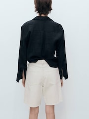 Mango Cream Stripe Denim Bermuda Shorts - Image 2 of 6