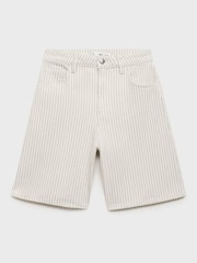 Mango Cream Stripe Denim Bermuda Shorts - Image 5 of 6