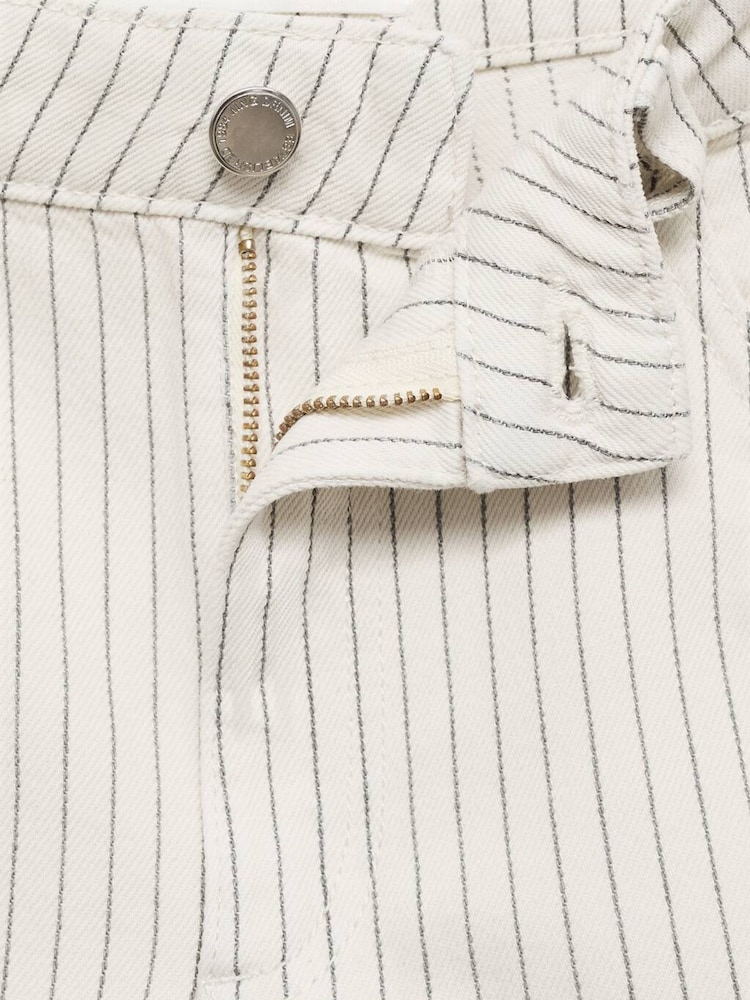 Mango Cream Stripe Denim Bermuda Shorts - Image 6 of 6