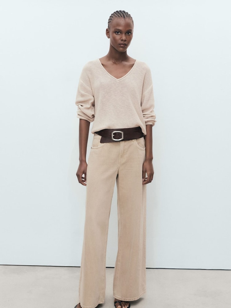 Mango Brown V-Neck Lightweight Jumper - Image 1 of 7