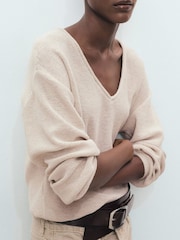 Mango Brown V-Neck Lightweight Jumper - Image 4 of 7