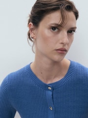 Mango Blue 100% Cotton Short Sleeve Cardigan - Image 3 of 5