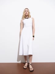 Mango White Sleeveless Flared Dress - Image 1 of 7
