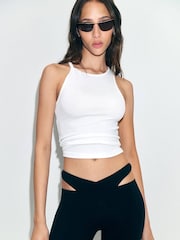 Mango White Knot Shoulder Detail Vest Top - Image 1 of 4