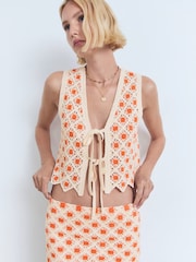 Mango Orange Crochet Waistcoat - Image 1 of 4