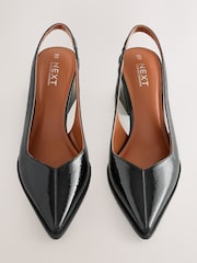Black Patent Forever Comfort® Pointed Toe Slingback Block Heels - Image 2 of 10