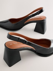 Black Patent Forever Comfort® Pointed Toe Slingback Block Heels - Image 3 of 10