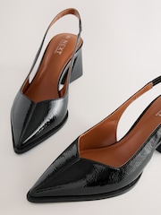 Black Patent Forever Comfort® Pointed Toe Slingback Block Heels - Image 5 of 10