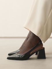 Black Patent Forever Comfort® Pointed Toe Slingback Block Heels - Image 6 of 10