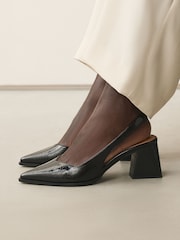 Black Patent Forever Comfort® Pointed Toe Slingback Block Heels - Image 7 of 10