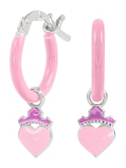 Peers Hardy Pink Tone 925 Disney Princess Purple Love Heart Huggie Earrings - Image 1 of 3