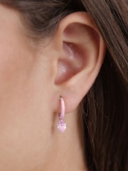 Peers Hardy Pink Tone 925 Disney Princess Purple Love Heart Huggie Earrings - Image 2 of 3