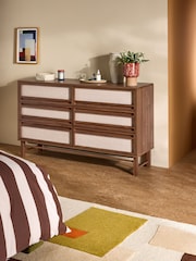 MADE.COM Dark Wood Effect Almelo 6 Drawer Wide Chest - Image 1 of 5