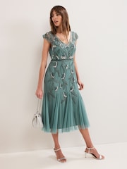 Phase Eight Green Evonne Beaded Dress - Image 1 of 7