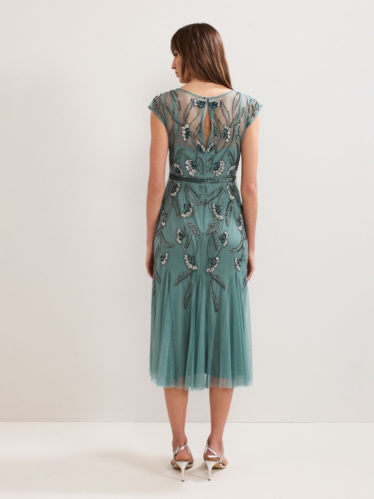 Phase Eight Green Evonne Beaded Dress - Image 2 of 7