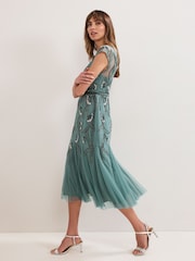 Phase Eight Green Evonne Beaded Dress - Image 3 of 7