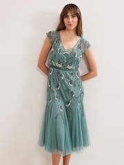Phase Eight Green Evonne Beaded Dress - Image 4 of 7