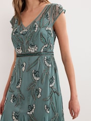 Phase Eight Green Evonne Beaded Dress - Image 5 of 7